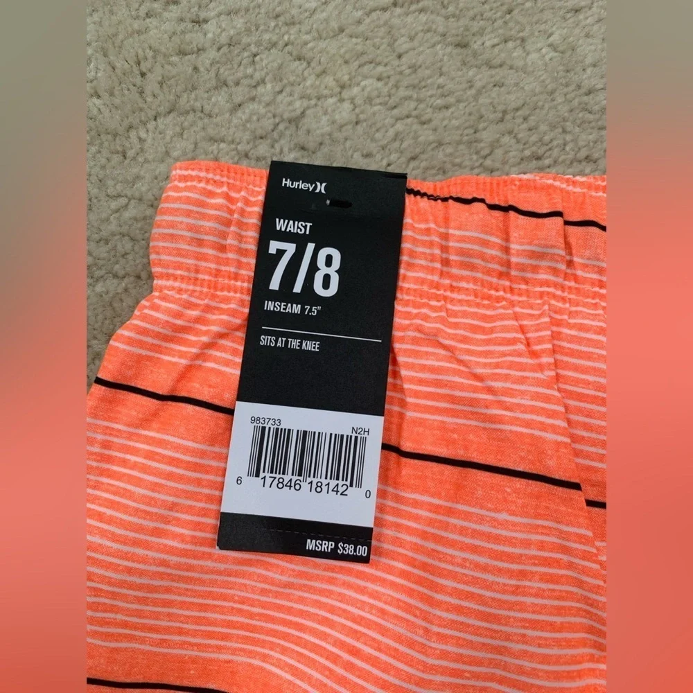 Hurley NWT Size 7/8 Bright Orange Swim Trunks